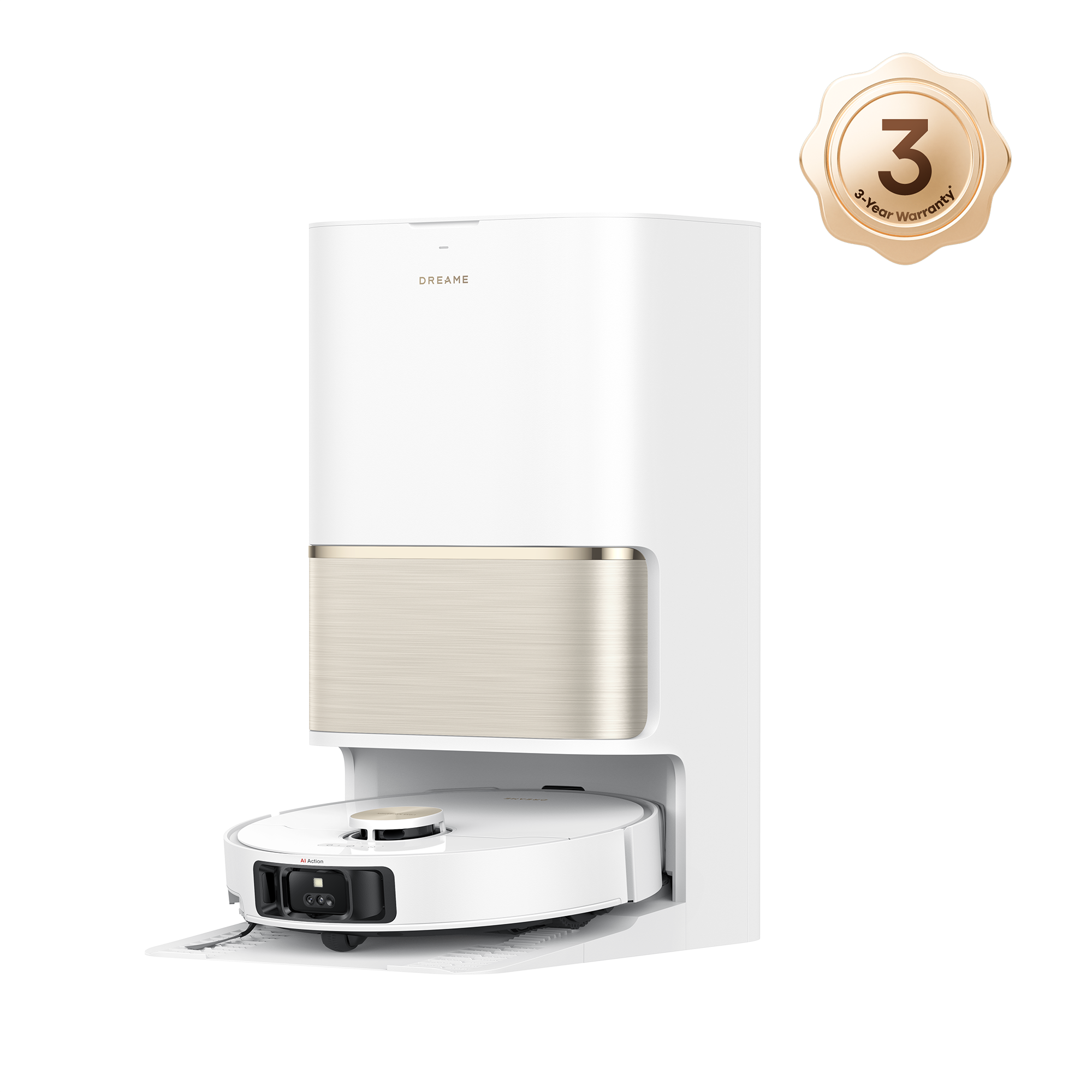 White Dreame L50 Ultra robot vacuum with PowerDock