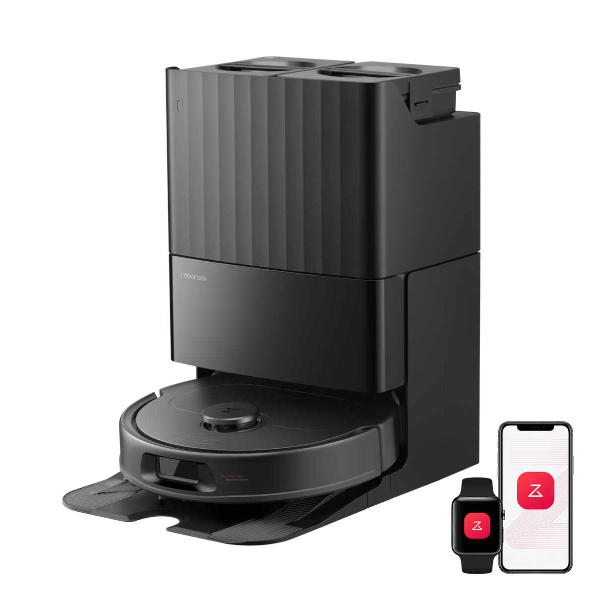 White Roborock Qrevo S Pro robot vacuum with multifunctional dock