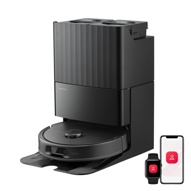 White Roborock Qrevo S Pro robot vacuum with multifunctional dock